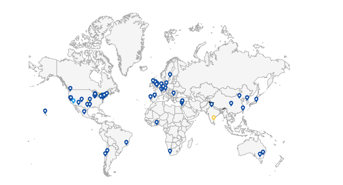 Global citation map showing 309 citations from research publications in fields of distributed systems, astronomy, and network optimization